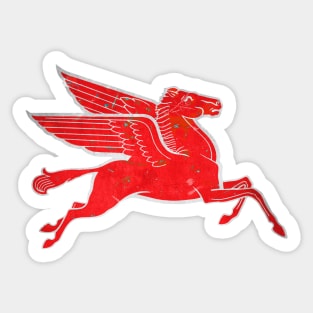 Red Pegasus distressed version facing right Sticker